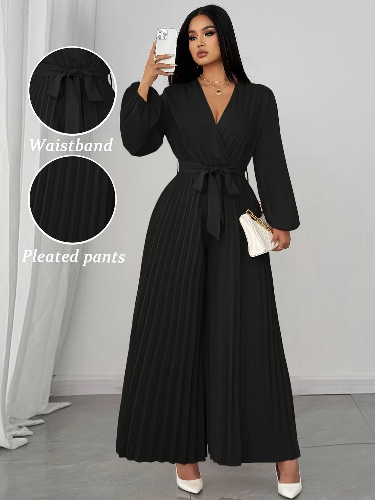 Plus Size Deep V-Neck Jumpsuit for Women