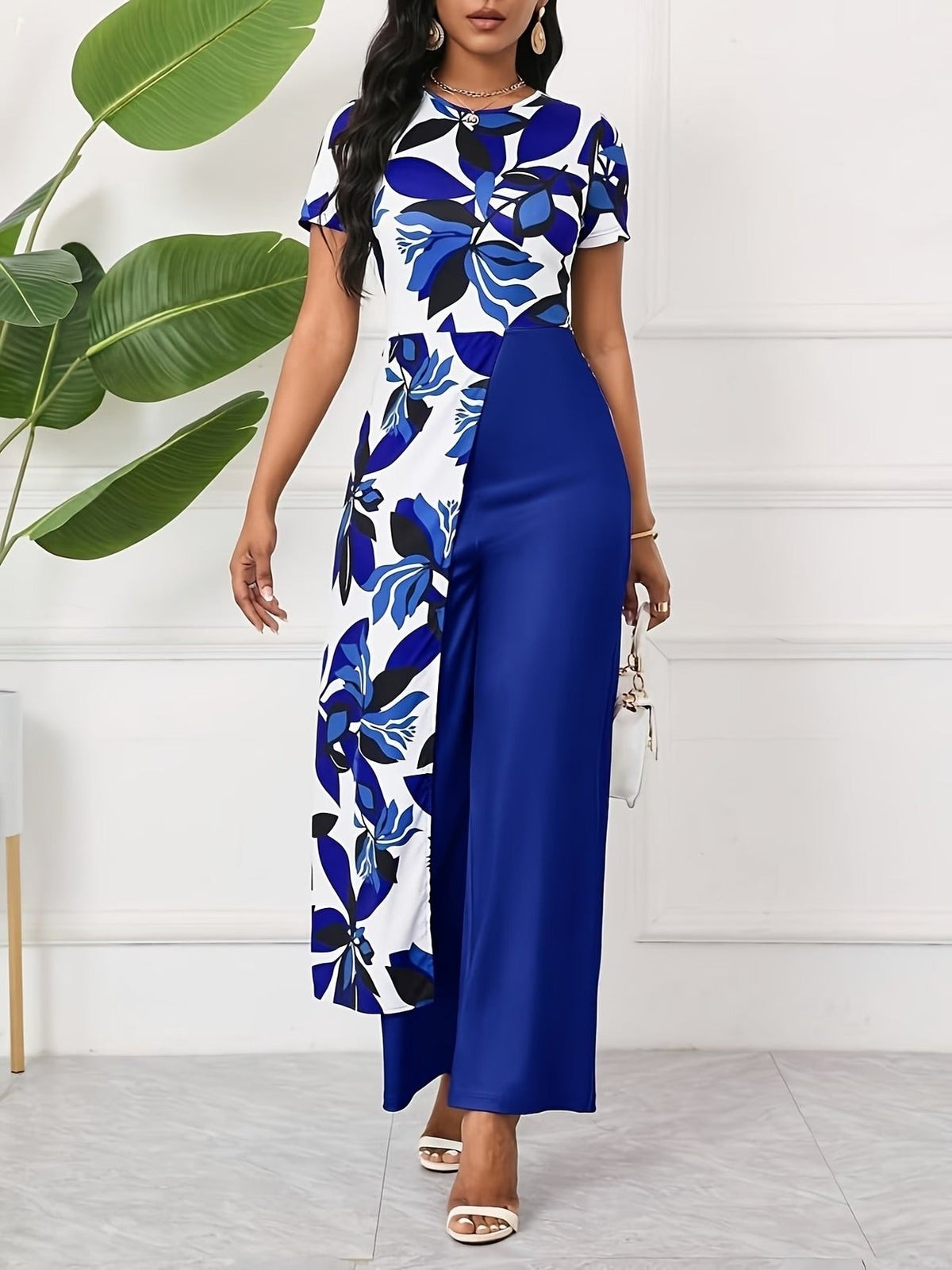 Chic Floral Zip-Front Jumpsuit – Stylish Spring & Summer Party Wear for Women