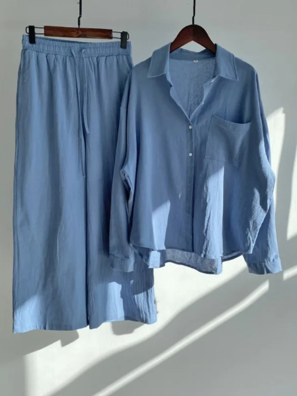 Fashionable Women’s Cotton Slacks & Shirt Suit Set