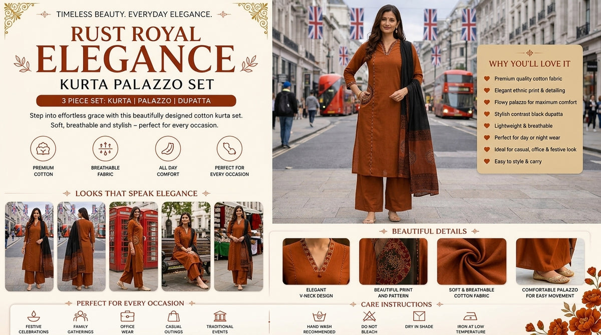 Rust Royal Kurta Palazzo Set 🧡