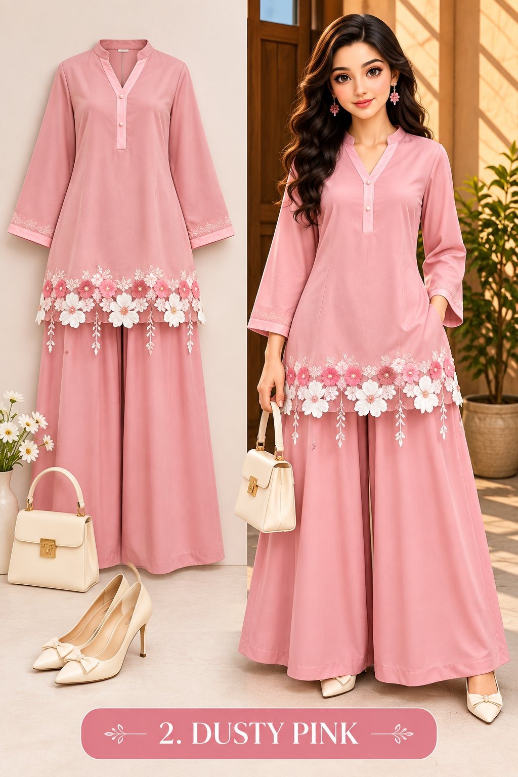 Women’s Floral Embroidered Kurta with Palazzo Set