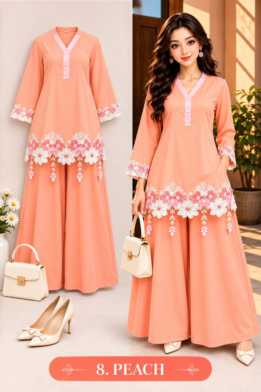Women’s Floral Embroidered Kurta with Palazzo Set