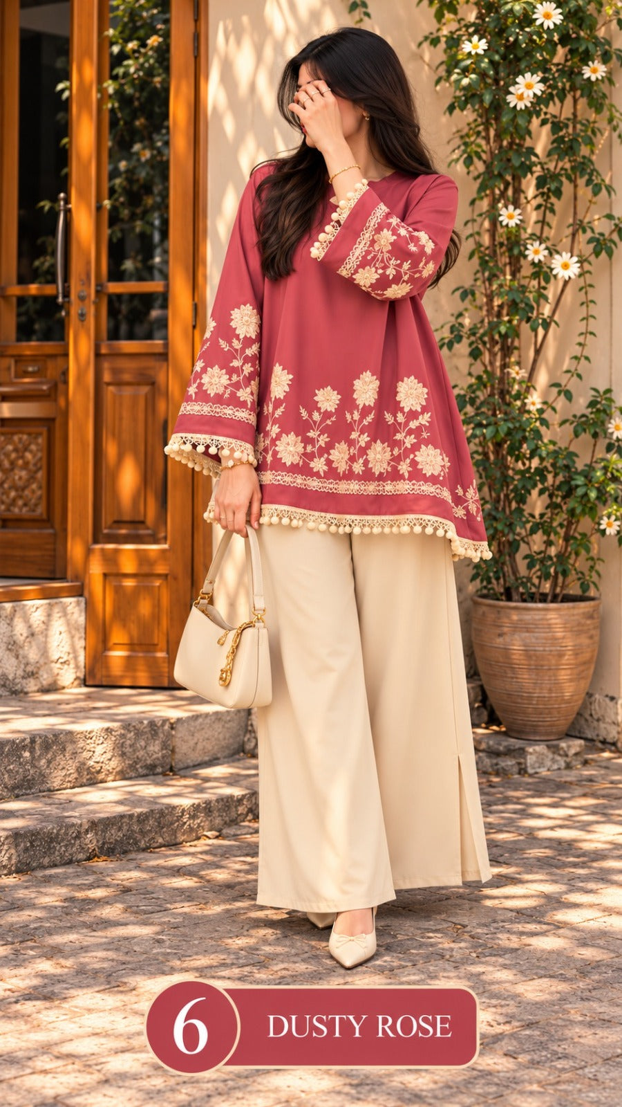 Women’s Embroidered Kurta Palazzo Set