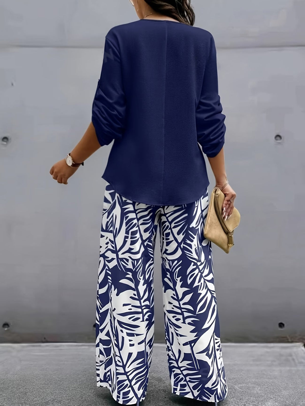 Elegant Long Sleeve Top + Pants Set Spring-Summer