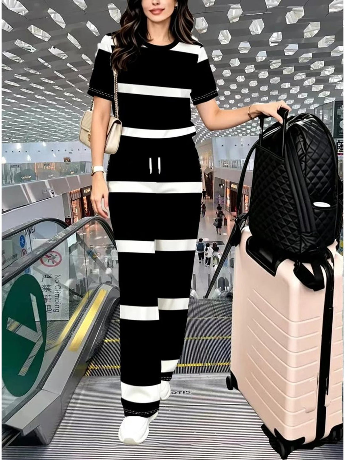 Striped Luxe 2-Piece Women’s Pantsuit Set