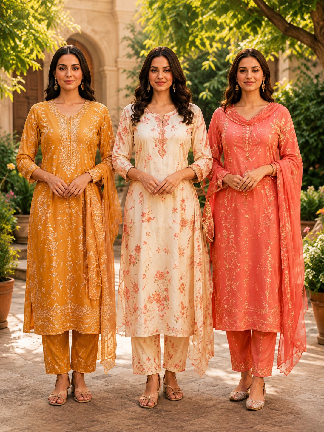 Premium Floral Elegance Women’s Kurta Set | Pack of 3