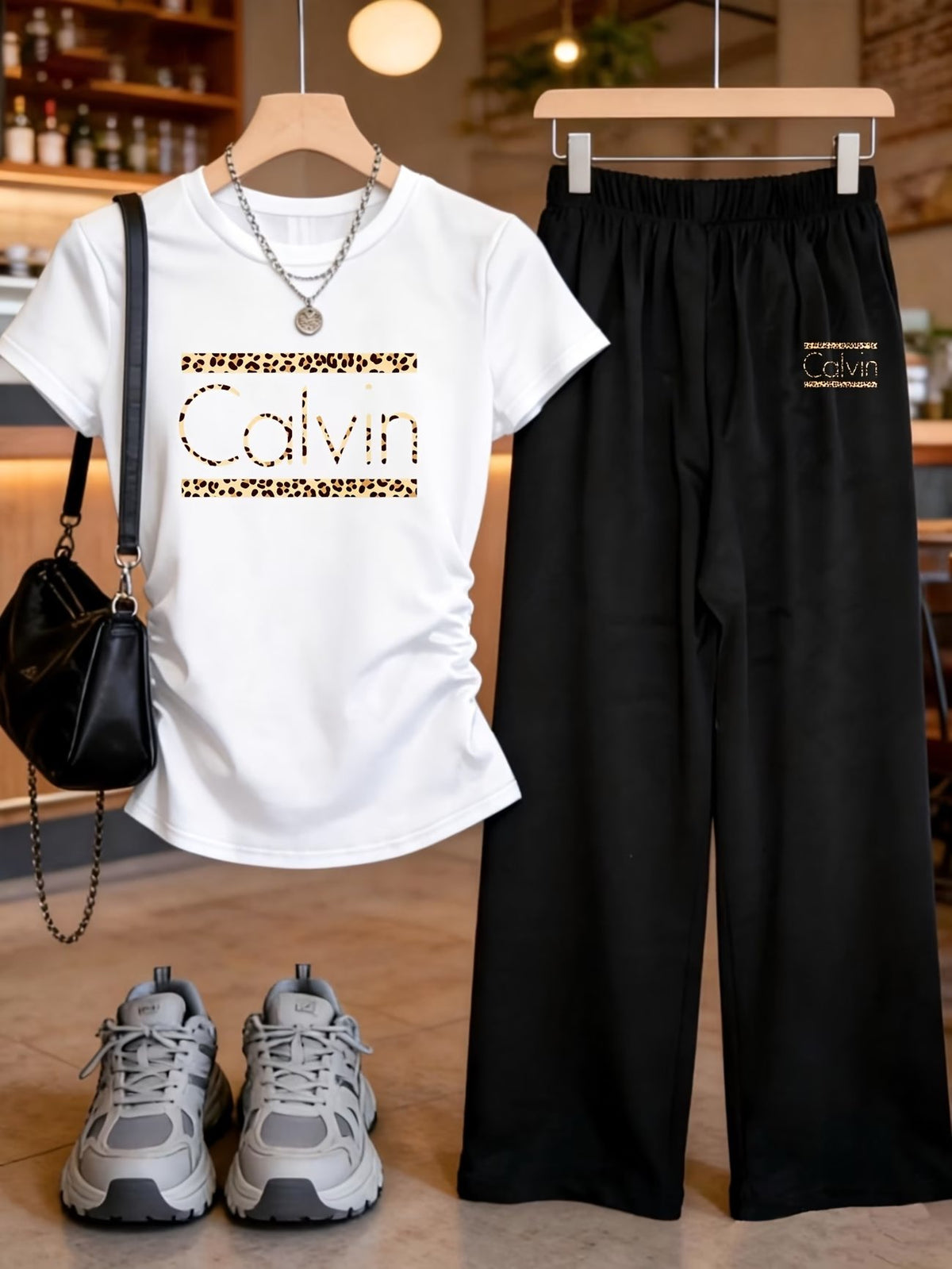 Women’s Apricot Bow Print 2-Piece Co-Ord Set