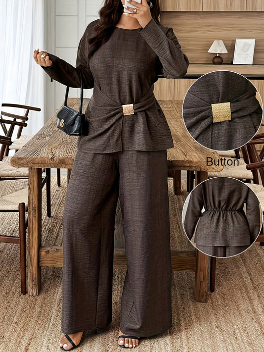 Elegant Pleated Waist Tie Co-Ord Set