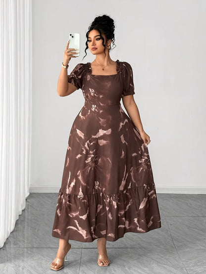 Graceful Summer Printed A-Line Maxi Dress