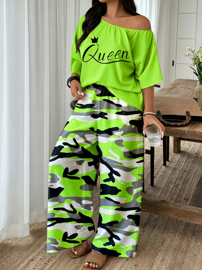 Neon Queen Camo Lounge Co-Ord Set