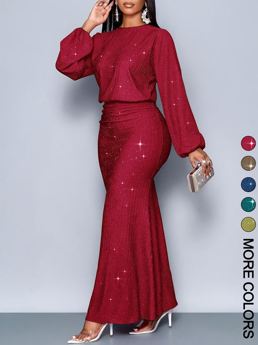 Women's Elegant Mermaid Hem Long Sleeve Bodycon Dress