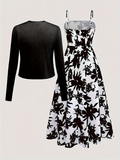 Women Elegant Top & Skirt Two-Piece Set