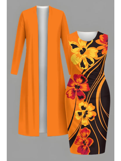 Retro Round Neck Mid-Sleeve Top & Casual Pants Outfit for Women
