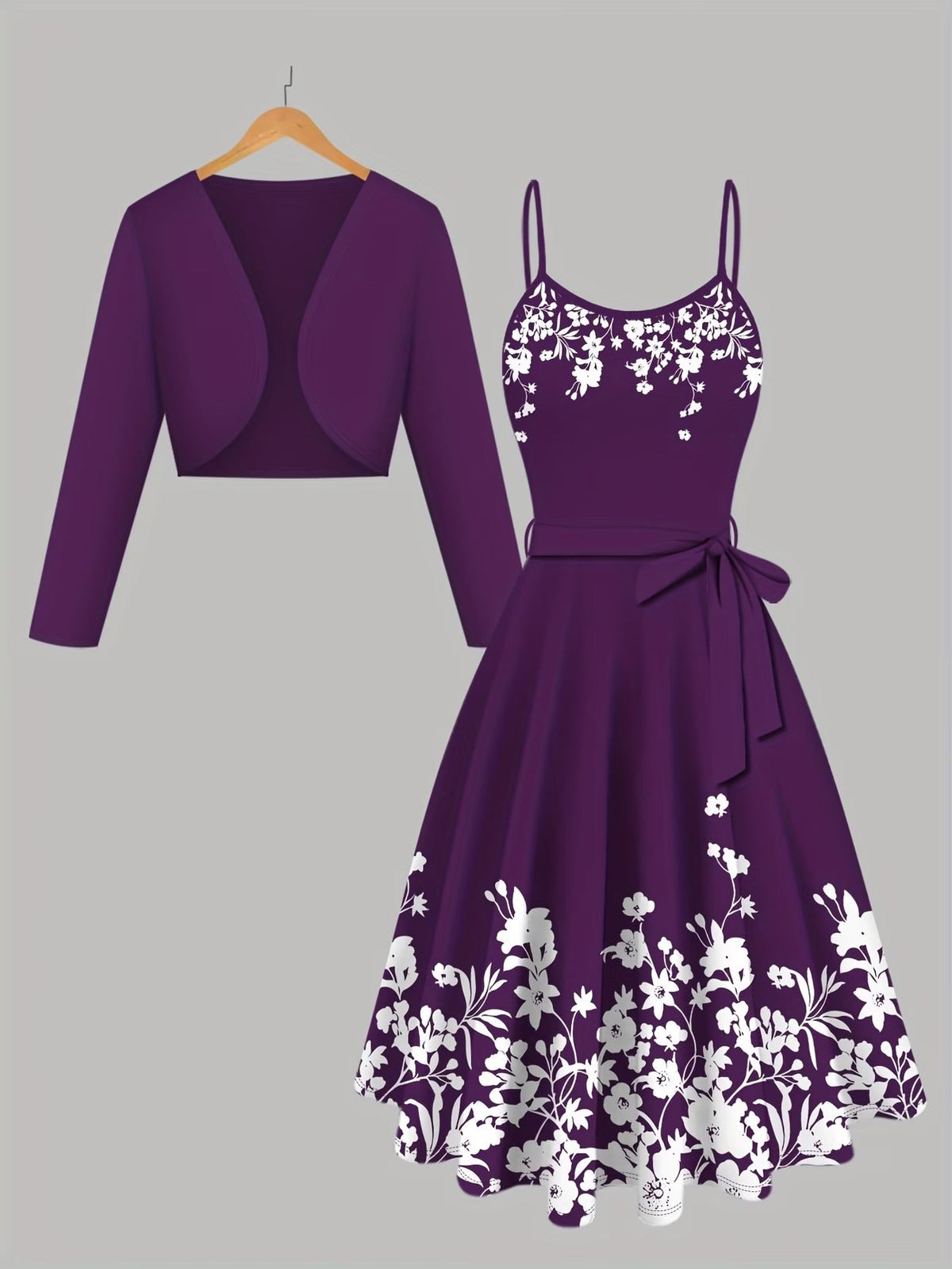 Long Sleeve Round Neck Top with Belt Bow Detail & Matching Skirt | Stylish Spring/Summer Party & Occasion Wear for Women