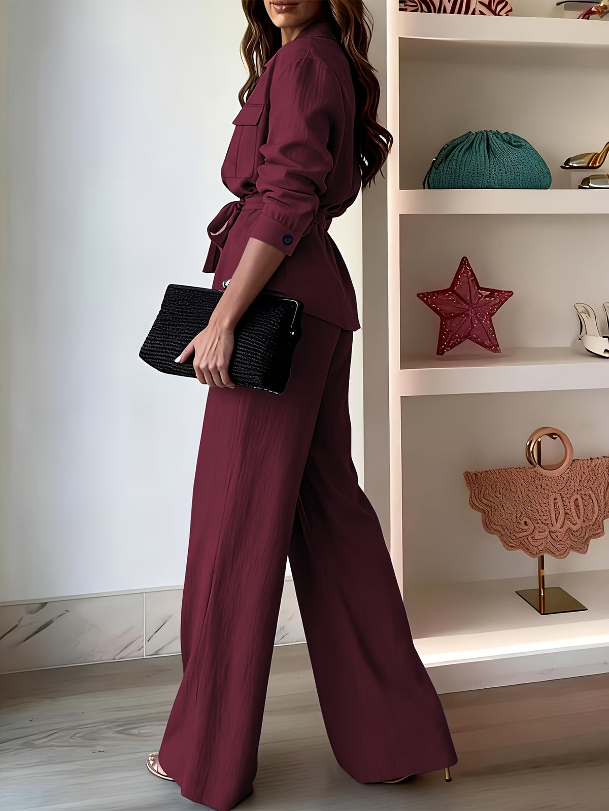 Chic Drawstring Wide-Leg Co-Ord Set