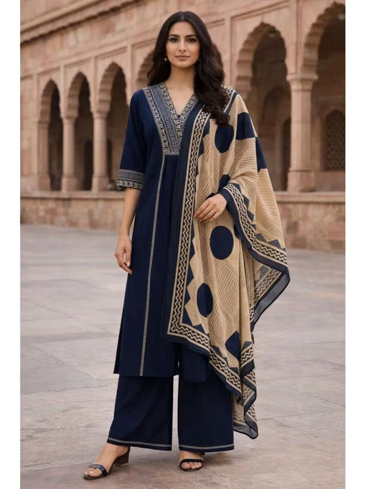 Navy Royal Kurta Palazzo Set 💙