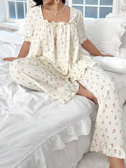 Chic Bow Print Lounge Co-Ord Set