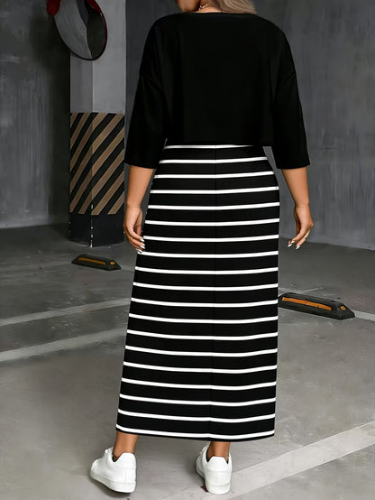 Chic Layered Stripe Dress Set