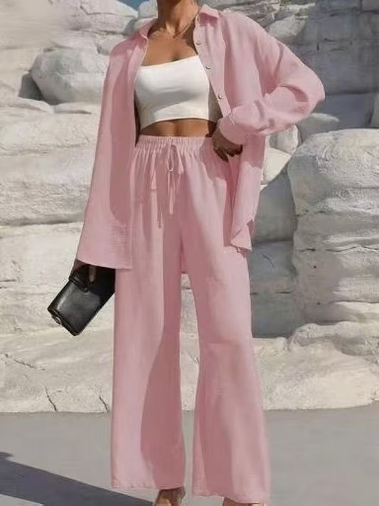 Women's Solid Long Cardigan & Pants Co-Ord Set