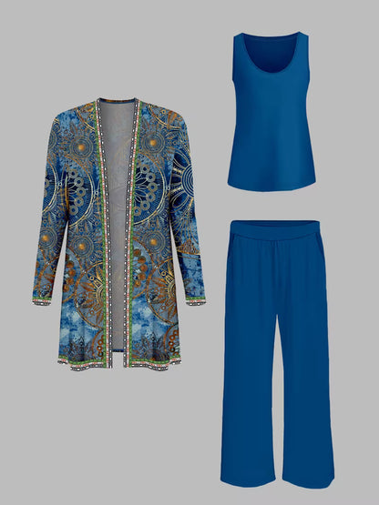 Women’s 3pcs Ethnic Jacket, Vest & Pants Set