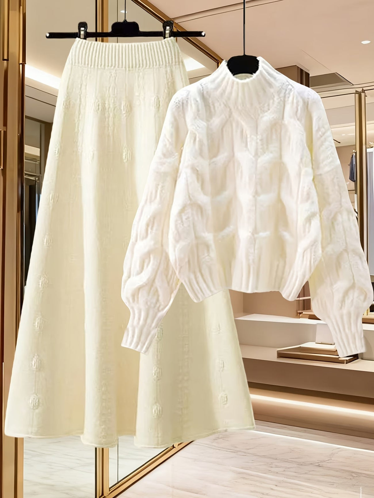 Elegant Sweater & Skirt Two-Piece Set