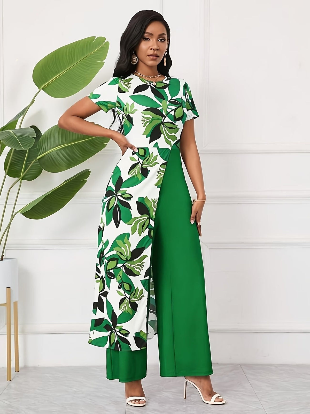 Chic Floral Zip-Front Jumpsuit – Stylish Spring & Summer Party Wear for Women
