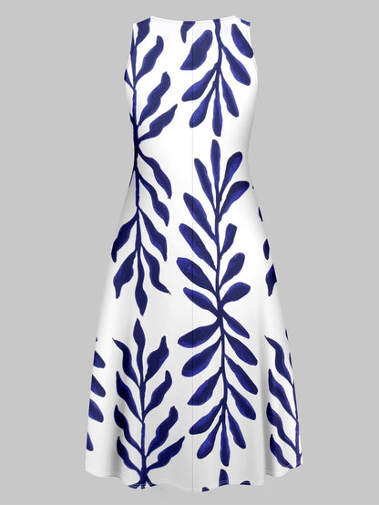 Elegant Solid Color Cardigan with Printed Plant Pattern Skirt Dress – Stylish Two-Piece Women’s Set