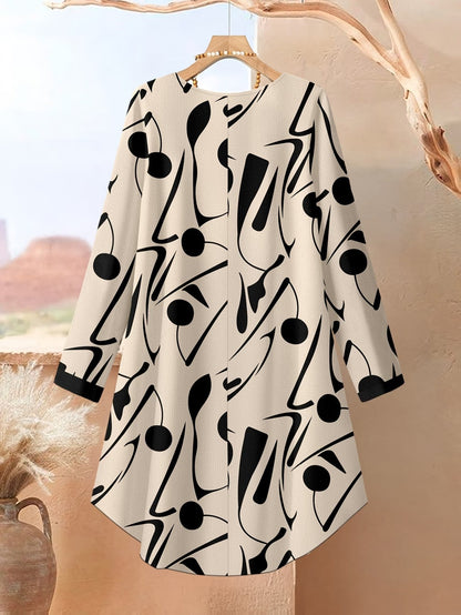 Autumn And Winter Women'S Vacation Printed Elegant Casual Loose Long-Sleeve Top And Pants Two-Piece Set for Fall