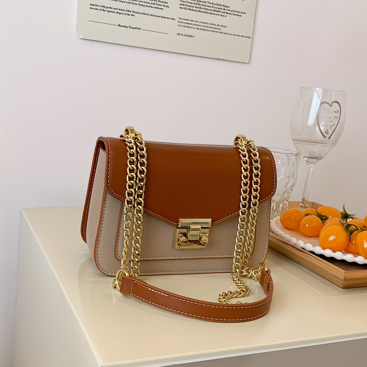 Mini Push Lock Square Chain Bag