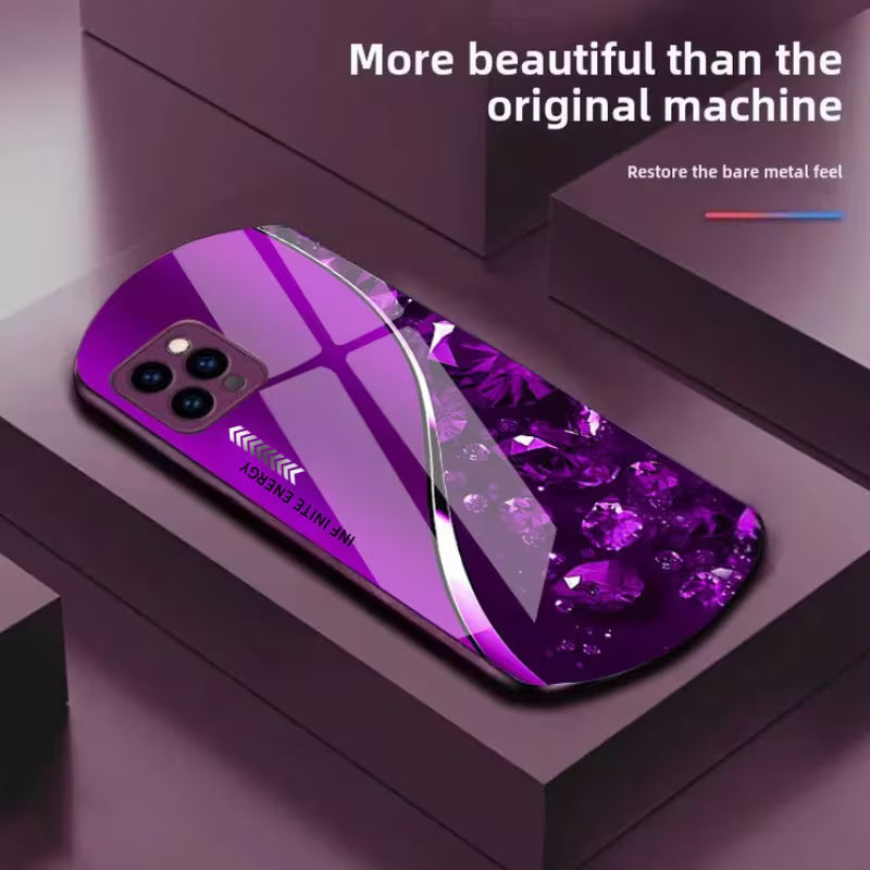 Luxury Golden Peacock Feather Glass Case for iPhone 📱✨