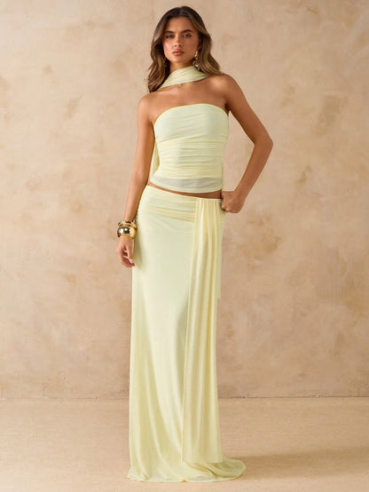 Elegant Draped Bodycon Co-Ord Set 💖