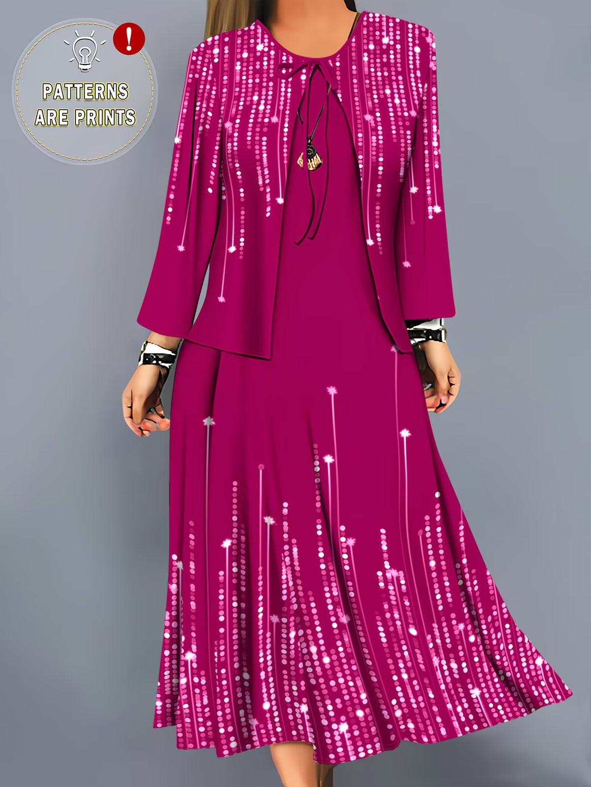 Women's Botanical Print Dress & Tie-Front Cardigan Two-Piece Set