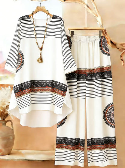 Elegant Botanical Print 2-Piece Women’s Co-Ord Set