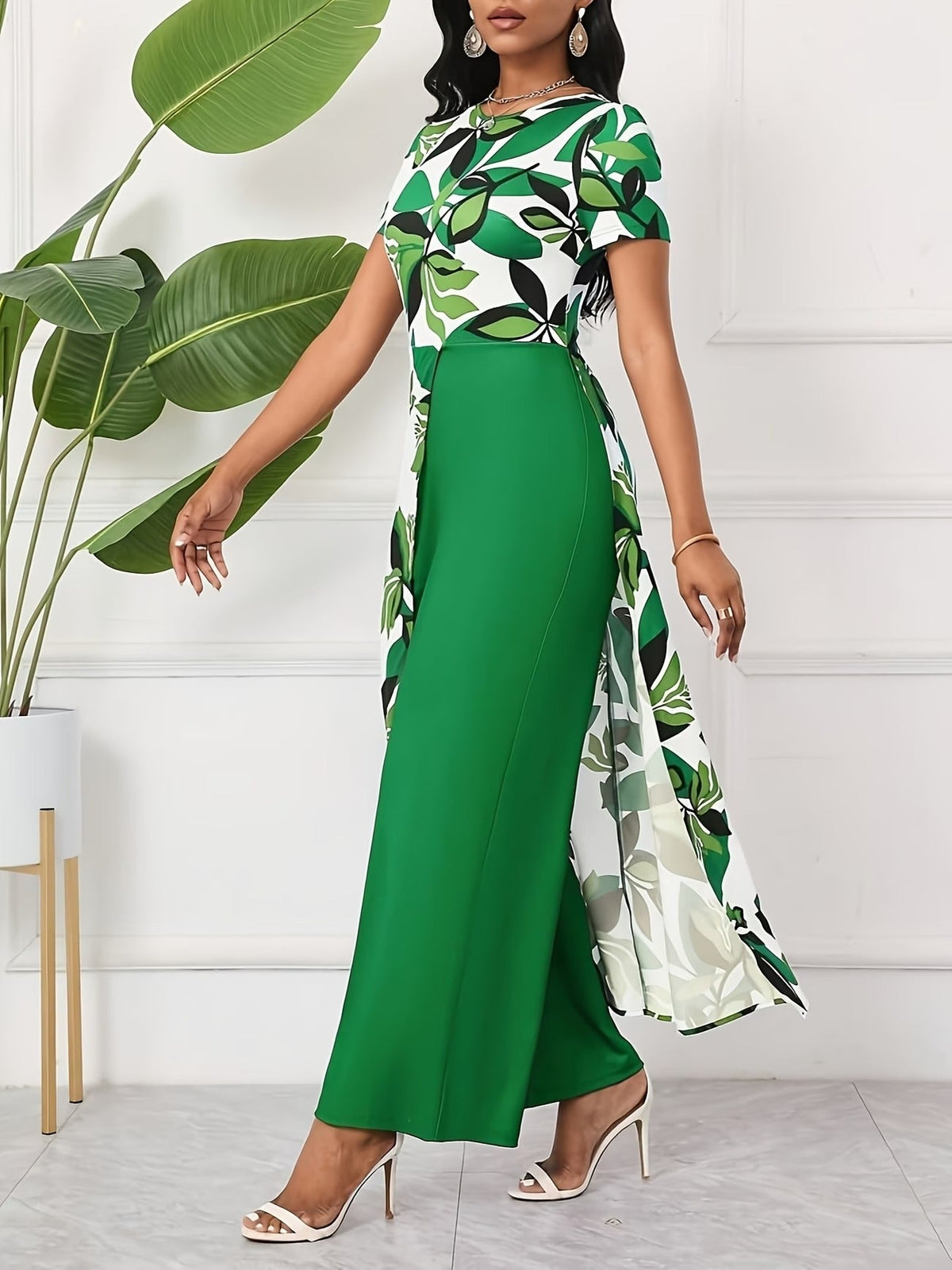 Chic Floral Zip-Front Jumpsuit – Stylish Spring & Summer Party Wear for Women