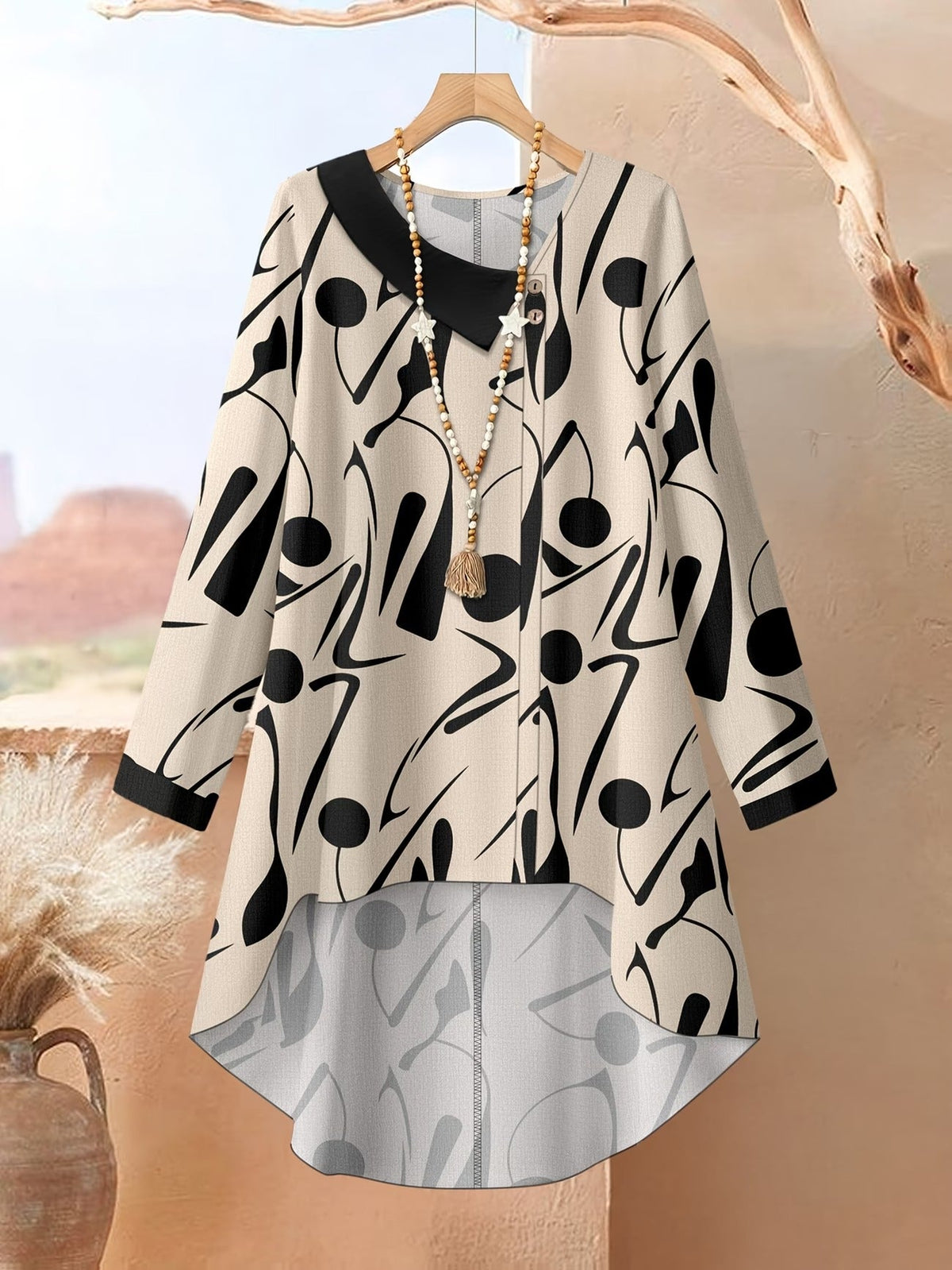 Autumn And Winter Women'S Vacation Printed Elegant Casual Loose Long-Sleeve Top And Pants Two-Piece Set for Fall