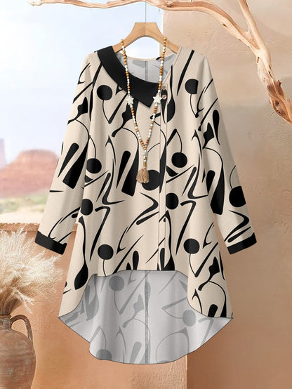 Autumn And Winter Women'S Vacation Printed Elegant Casual Loose Long-Sleeve Top And Pants Two-Piece Set for Fall