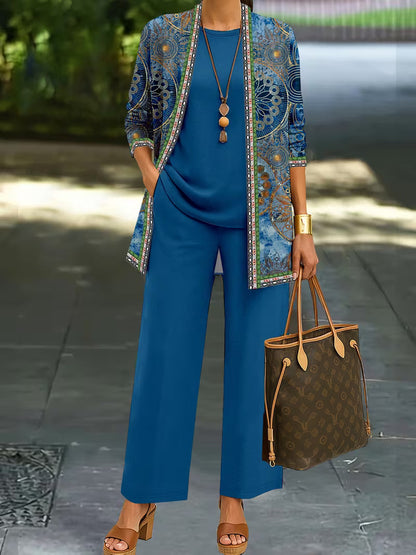 Women’s 3pcs Ethnic Jacket, Vest & Pants Set