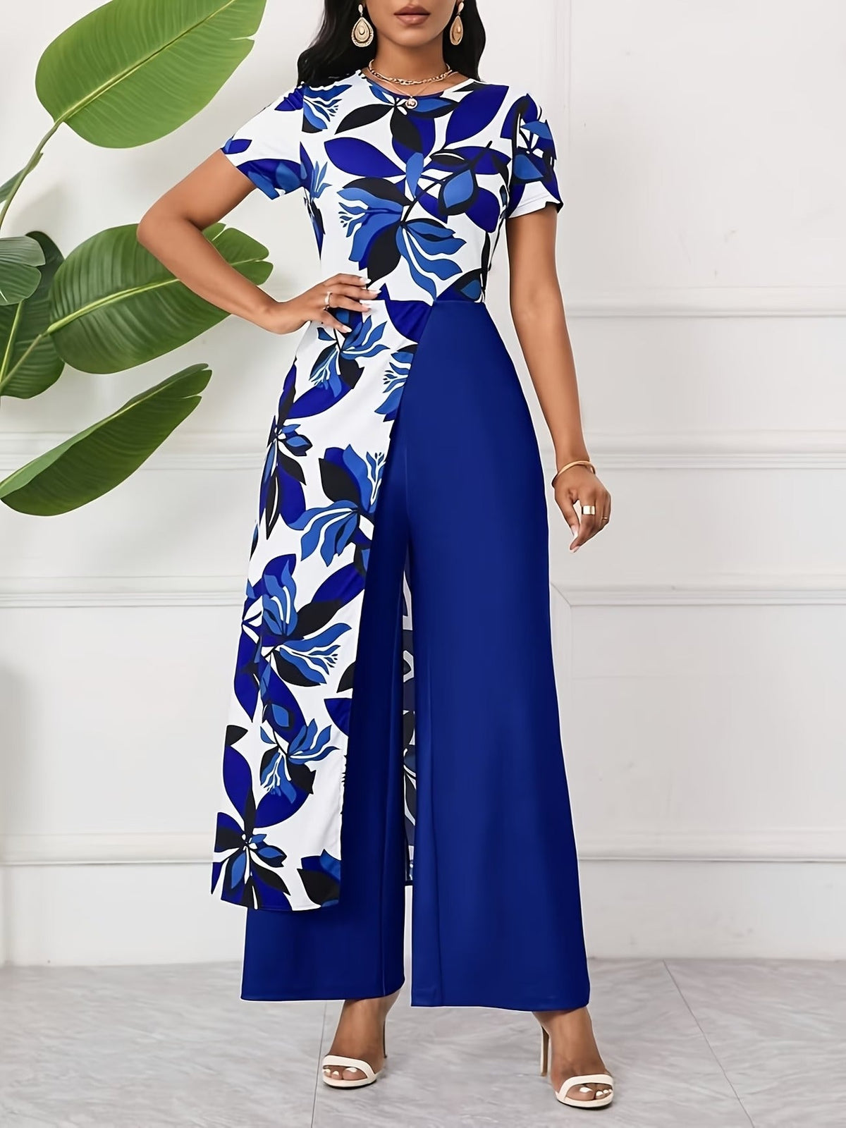 Chic Floral Zip-Front Jumpsuit – Stylish Spring & Summer Party Wear for Women