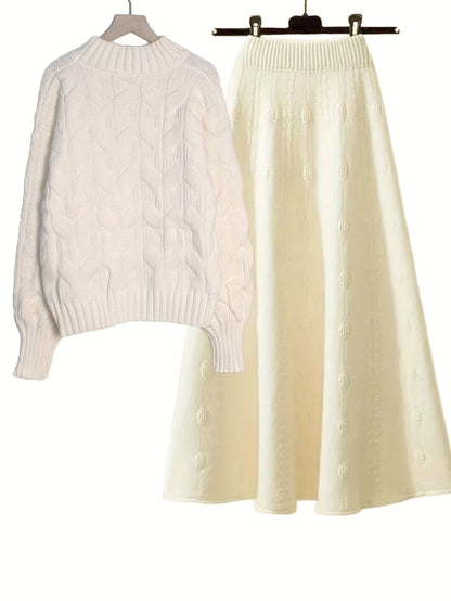 Elegant Sweater & Skirt Two-Piece Set