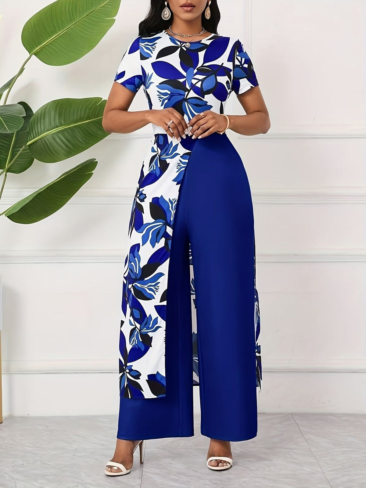 Chic Floral Zip-Front Jumpsuit – Stylish Spring & Summer Party Wear for Women