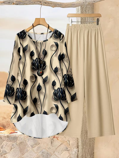 Women’s Color-Block Striped Top & Pants Set
