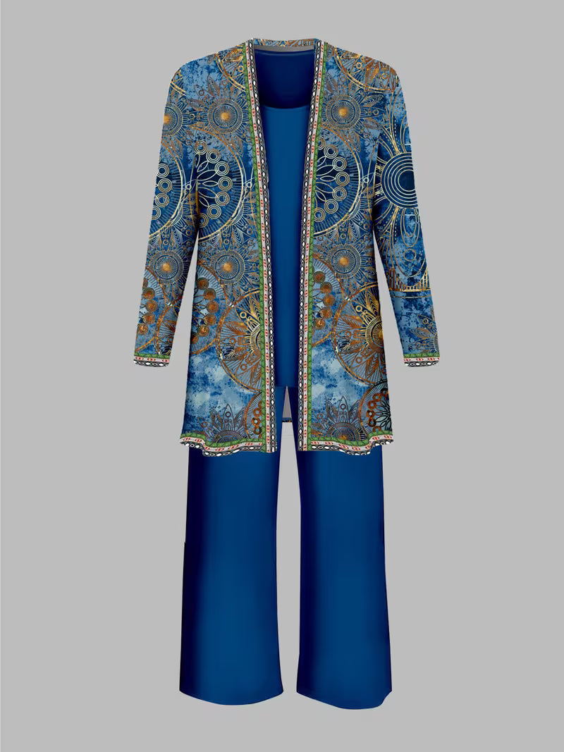 Women’s 3pcs Ethnic Jacket, Vest & Pants Set