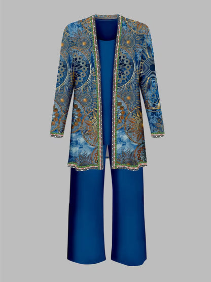 Women’s 3pcs Ethnic Jacket, Vest & Pants Set