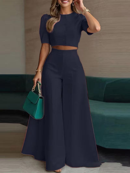 Short Top + Pants Two-Piece Set Women