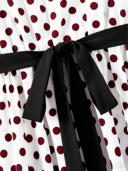 Plus Size Polka Dot Tie-Front 2-Piece Set