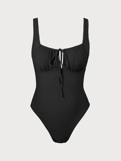Curve-Flattering Retro Stripe Swimsuit  Bikini - High Waisted Set