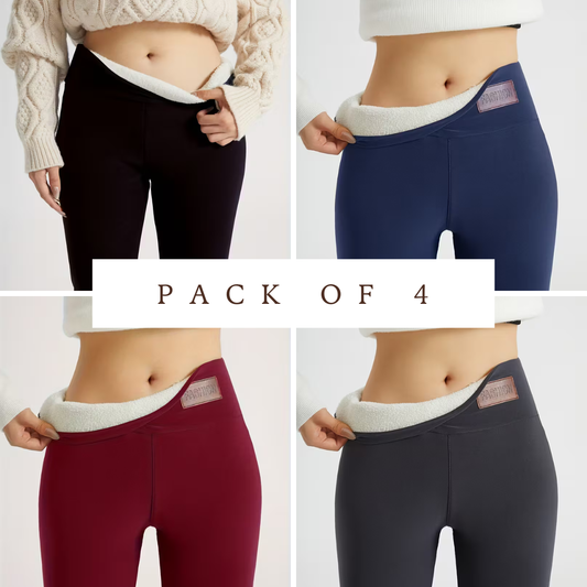 4-Pack Women’s High-Waist Fleece Leggings – Warm, Soft & Comfortable