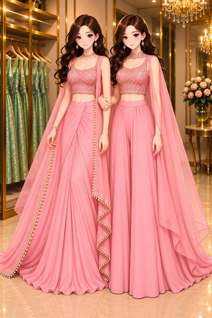 Women’s Embroidered Lehenga Choli with Dupatta Set