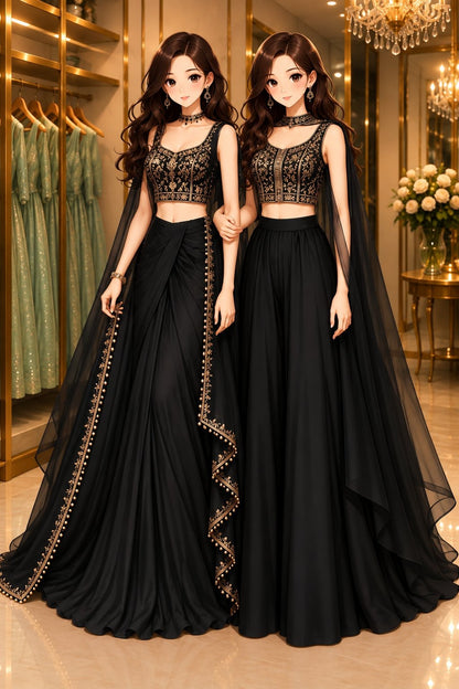 Women’s Embroidered Lehenga Choli with Dupatta Set