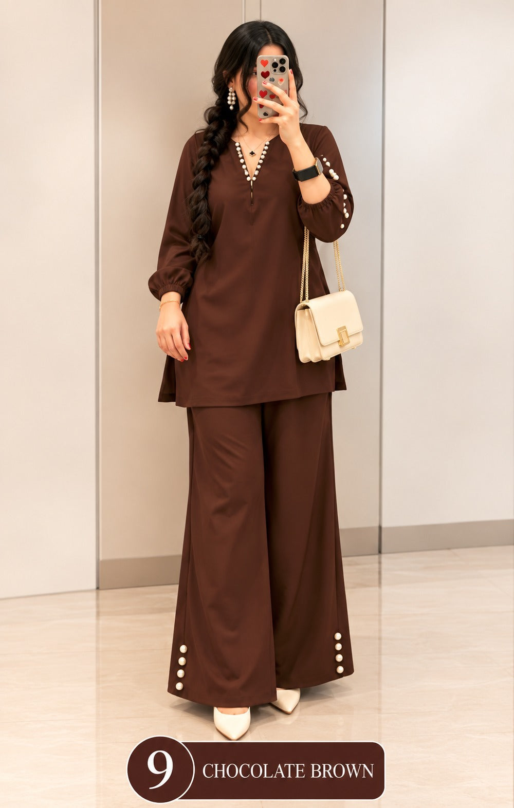 Women’s Solid Top & Wide-Leg Pants Set